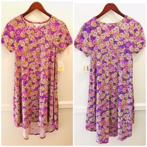 NWT Lularoe Carly Dress XXS Flowers pink purple